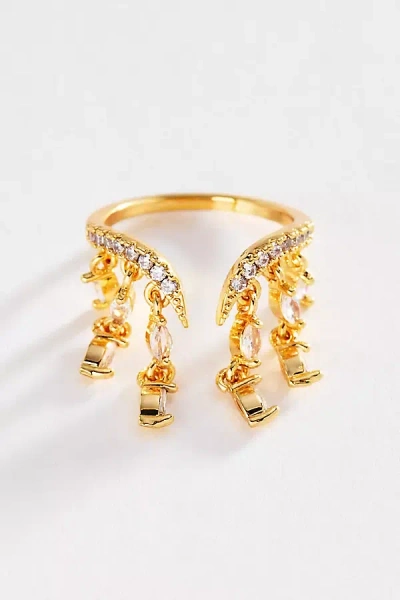 By Anthropologie Drippy Crystal Open Ring In Gold