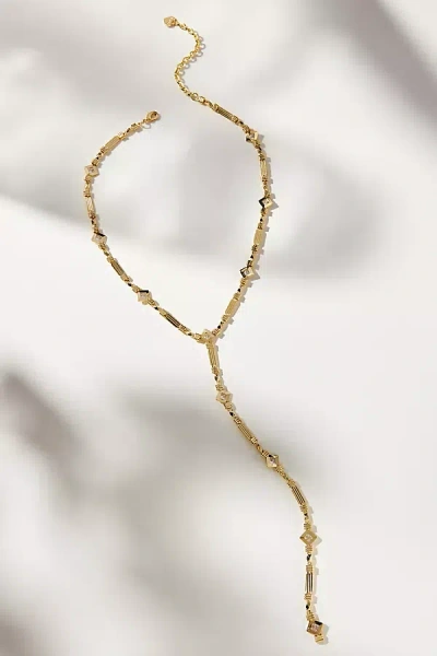 By Anthropologie Drippy Crystal Y-neck Necklace In Gold