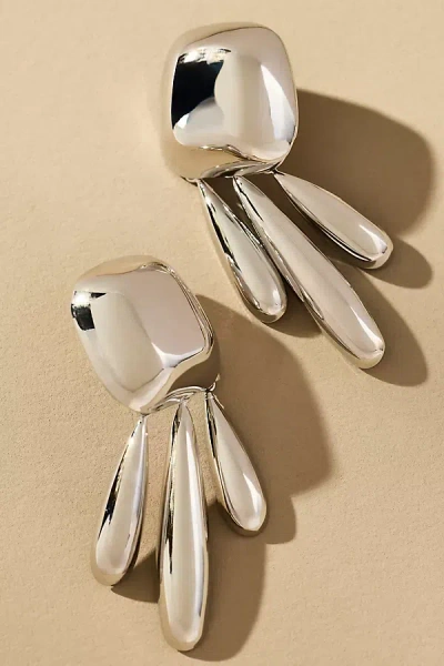 By Anthropologie Drippy Geometric Earrings In Silver