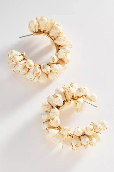 By Anthropologie Drippy Pearl Hoop Earrings In White