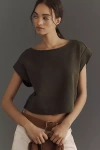 By Anthropologie Drop-shoulder Cropped Top In Green