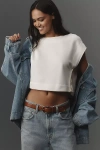 By Anthropologie Drop-shoulder Cropped Top In White
