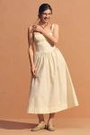 By Anthropologie Drop-waist Ruched Midi Dress In Yellow