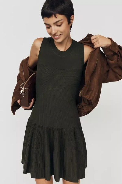 By Anthropologie Drop-waist Knit Mini Dress In Black