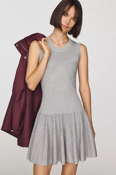 By Anthropologie Drop-waist Knit Mini Dress In Gray