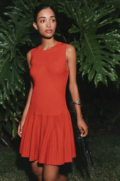 By Anthropologie Drop-waist Knit Mini Dress In Red