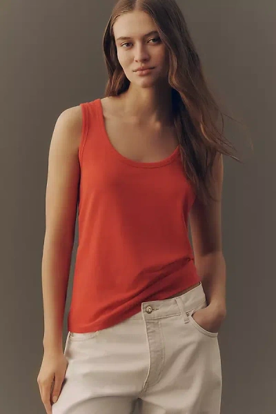 By Anthropologie Easy Scoop Tank Top In Red