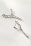 By Anthropologie Elongated Crystal Huggie Earrings In Metallic