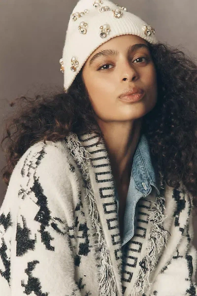 By Anthropologie Embellished Beanie In Neutral