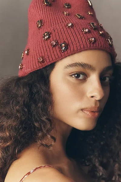 By Anthropologie Embellished Beanie In Red