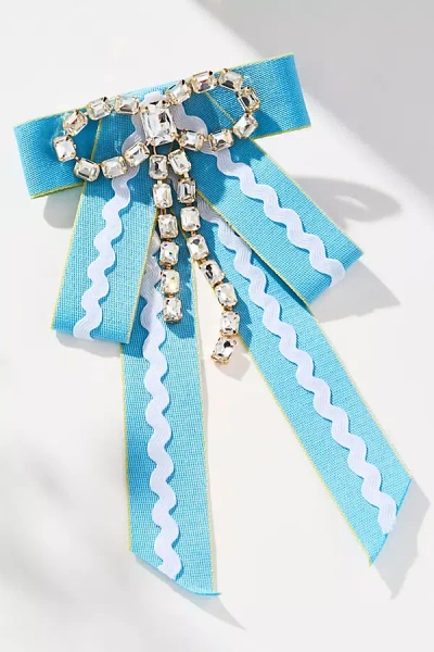 By Anthropologie Embellished Bow Brooch In Blue