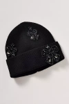 By Anthropologie Embellished Bow Charm Beanie In Black