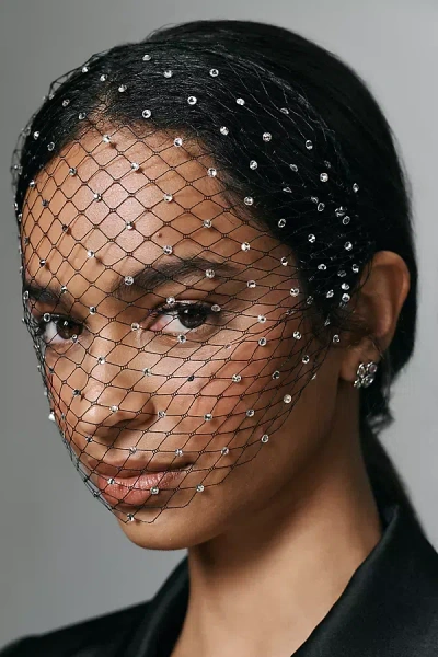 By Anthropologie Embellished Cage Veil In Black