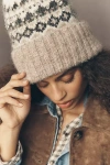 By Anthropologie Embellished Fairisle Beanie In Neutral