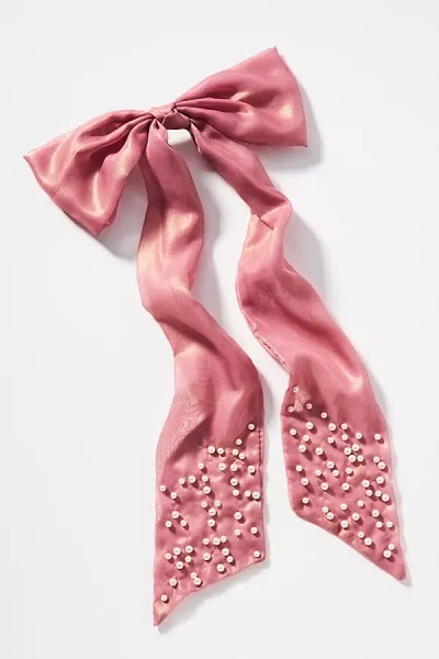 By Anthropologie Embellished Glowy Hair Bow In Pink