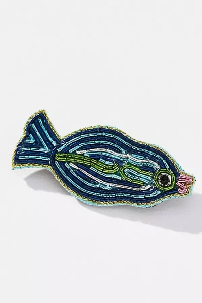 By Anthropologie Embellished Icon Brooch In Blue