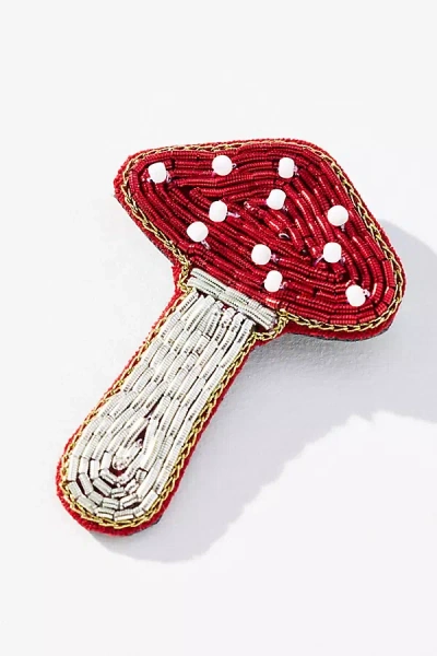 By Anthropologie Embellished Icon Brooch In Red