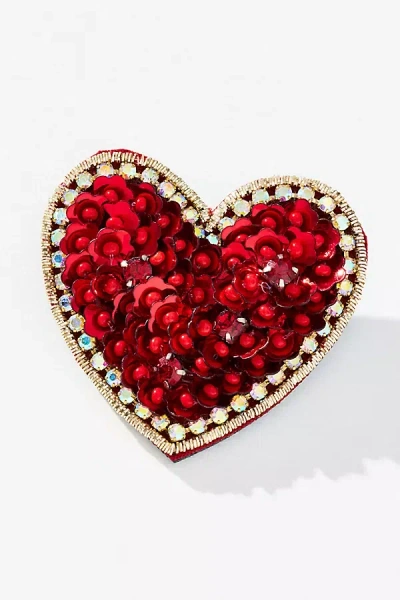 By Anthropologie Embellished Icon Brooch In Red