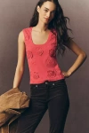 By Anthropologie Embellished Scoop-neck Tank Top In Pink
