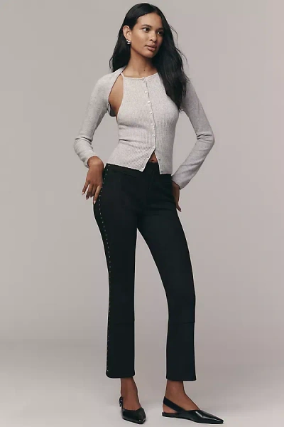 By Anthropologie Embellished Suede Capris Pants In Black
