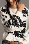 By Anthropologie Embroidered Chenille Sweatshirt In Black