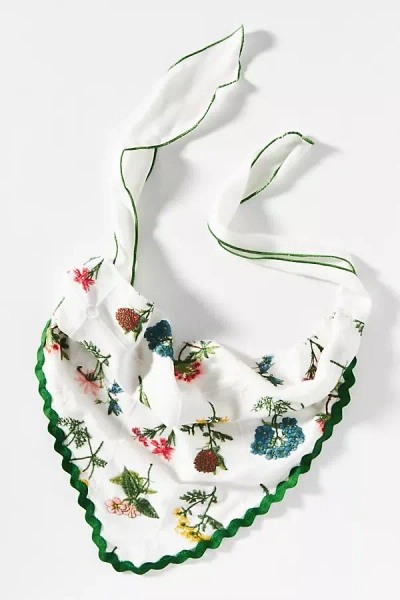 By Anthropologie Embroidered Floral Hair Scarf In White
