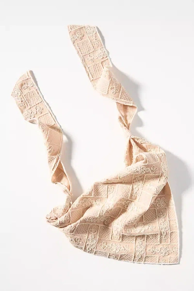 By Anthropologie Embroidered Hair Scarf In Beige