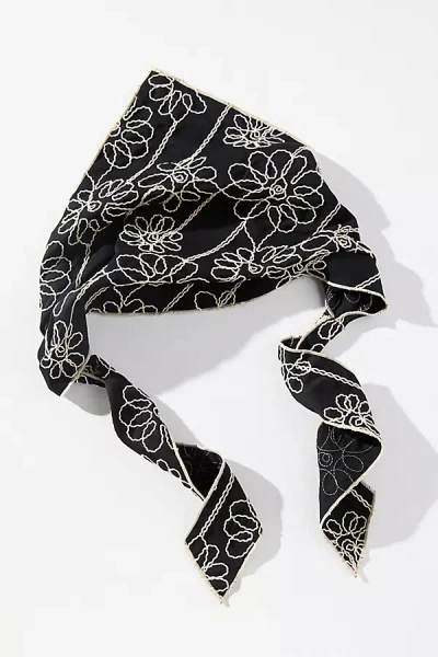 By Anthropologie Embroidered Hair Scarf In Black