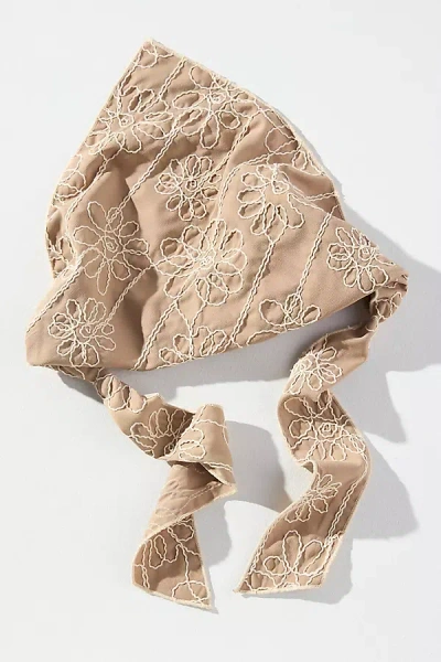 By Anthropologie Embroidered Hair Scarf In White