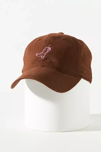 By Anthropologie Embroidered Icon Baseball Cap In Brown