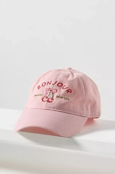 By Anthropologie Embroidered Icon Baseball Cap In Pink