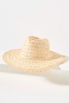 By Anthropologie Embroidered Raffia Straw Rancher In Sand