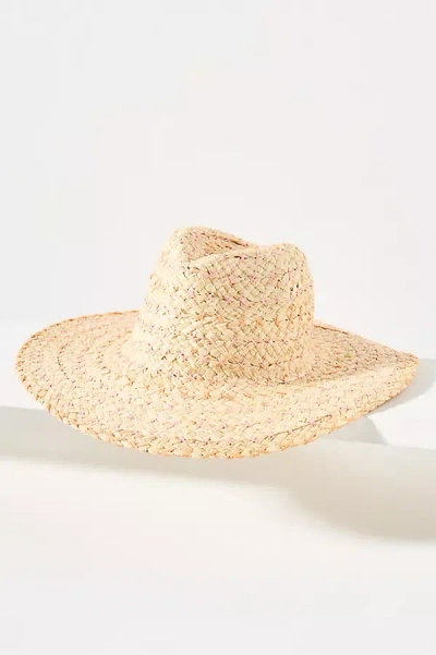 By Anthropologie Embroidered Raffia Straw Rancher In Sand