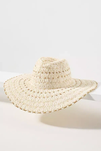 By Anthropologie Embroidered Raffia Straw Rancher