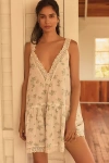 By Anthropologie Embroidered-trim V-neck Mini Sleep Dress In Multi