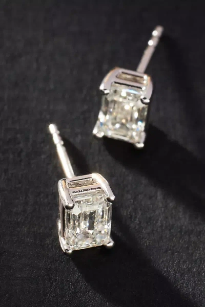 By Anthropologie Emerald-cut Diamond Earrings In Metallic