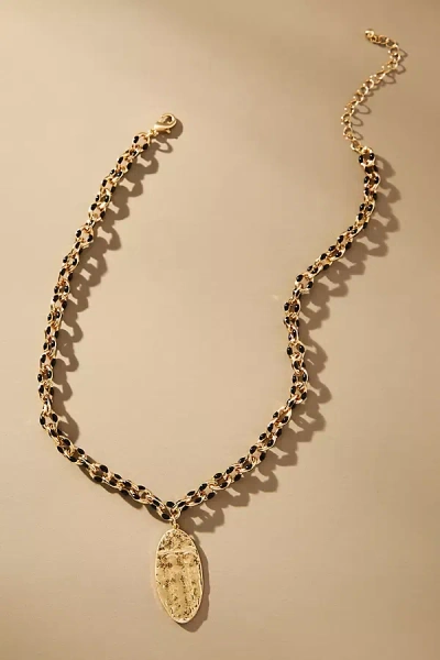 By Anthropologie Enamel Chain Necklace In Black