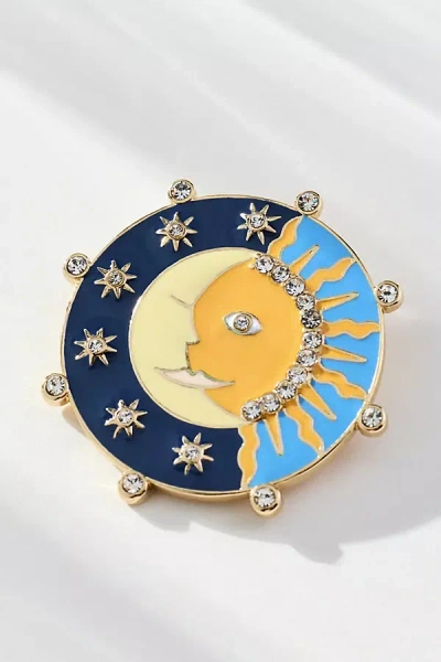 By Anthropologie Enamel Icon Brooch In Blue
