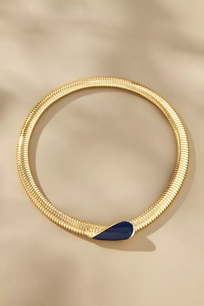 By Anthropologie Enamel Ribbed Collar Necklace In Gold