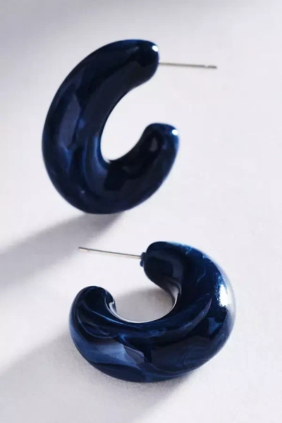 By Anthropologie Encrusted Resin Hoop Earrings In Blue