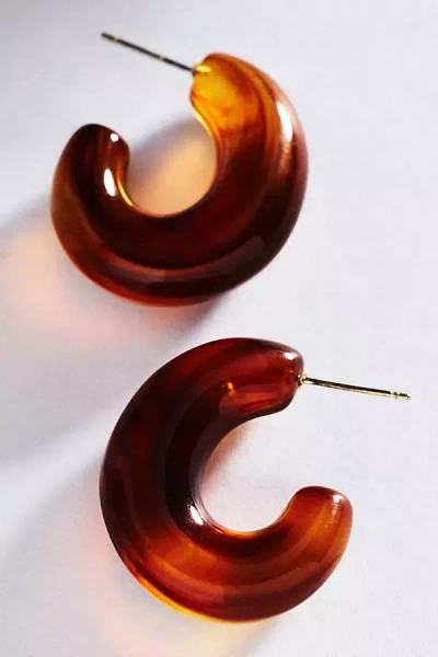 By Anthropologie Encrusted Resin Hoop Earrings In Brown