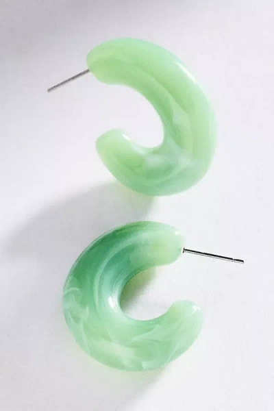 By Anthropologie Encrusted Resin Hoop Earrings In Green