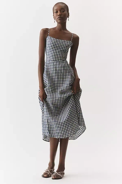 By Anthropologie European Linen Strappy Midi Dress In Black