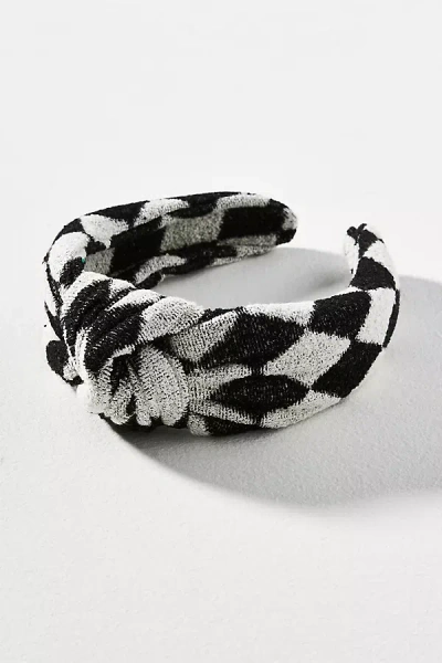 By Anthropologie Everly Argyle Knot Headband In Black