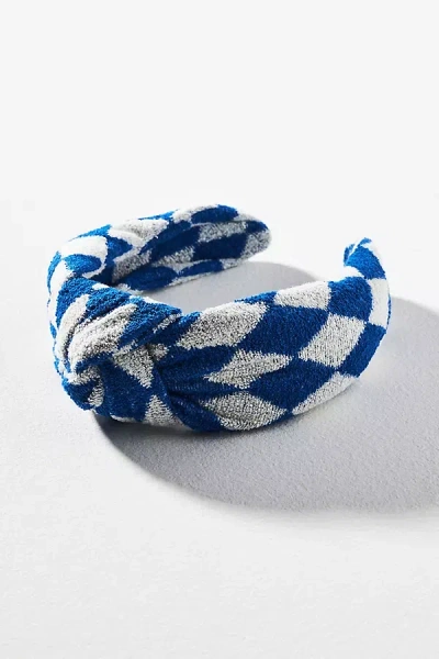 By Anthropologie Everly Argyle Knot Headband In Blue