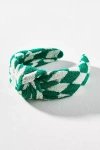 By Anthropologie Everly Argyle Knot Headband In Green