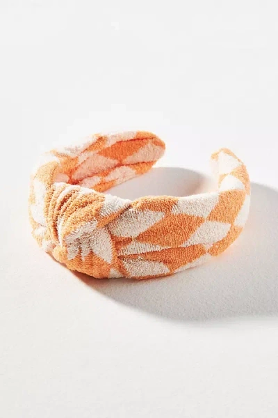 By Anthropologie Everly Argyle Knot Headband In Orange