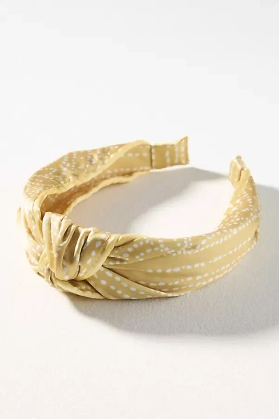 By Anthropologie Everly Dotted Knot Headband In Yellow