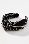 By Anthropologie Everly Embroidered Knot Headband In Black
