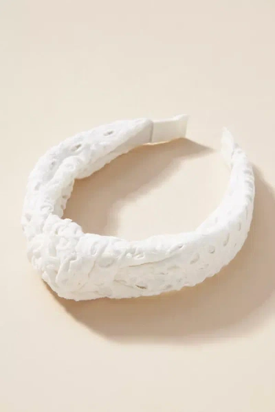 By Anthropologie Everly Floral Eyelet Knot Headband In White